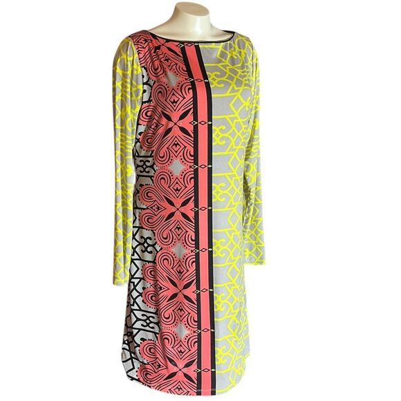 Analili Multicolor Long Sleeve Retro Style Print Dress Sz XL - Picture 2 of 6